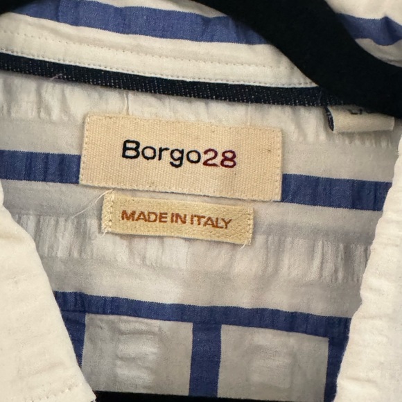 Borgo28 White and Blue Striped Casual Shirt - Picture 2 of 9
